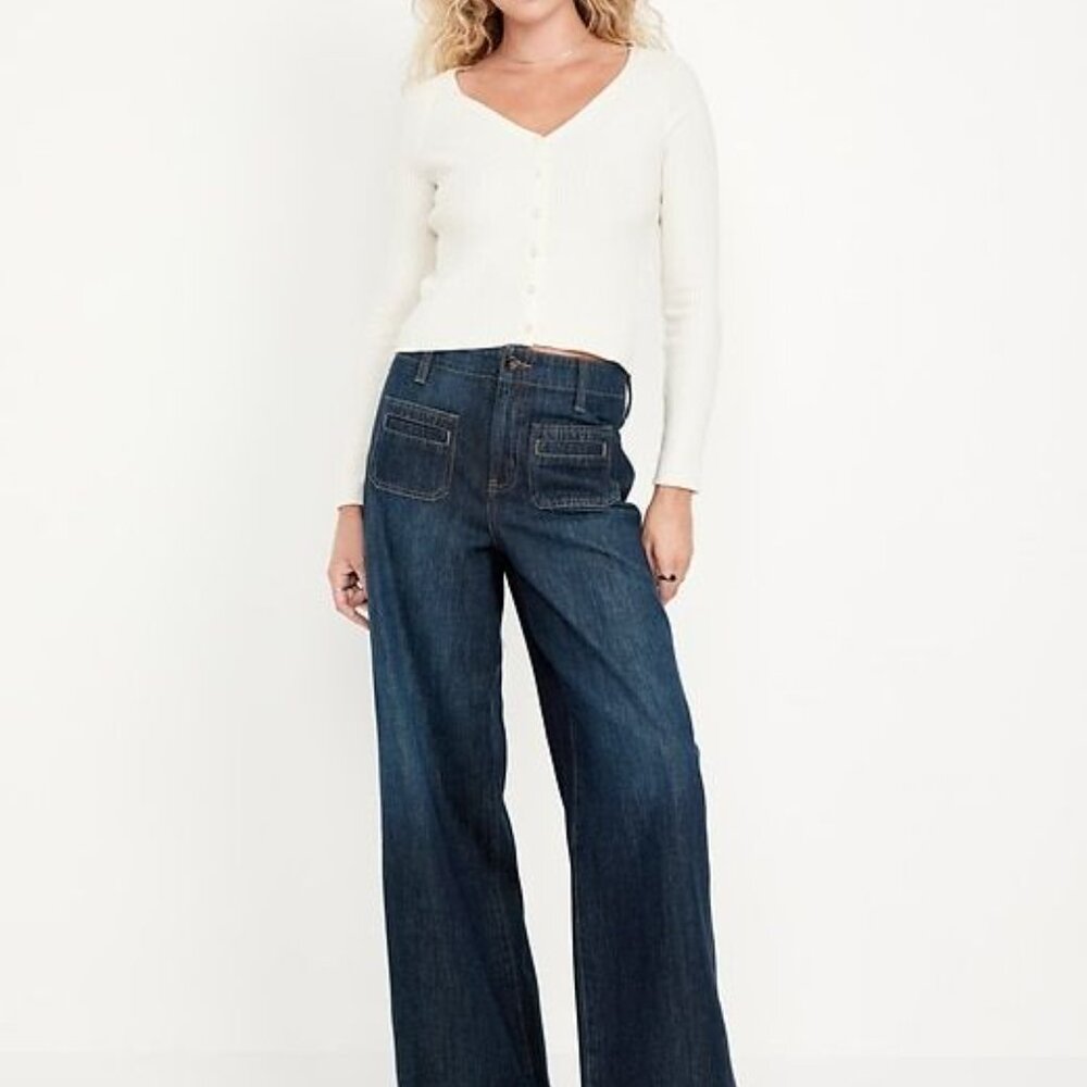 TWO pairs old navy jeans 12 wide leg NWT